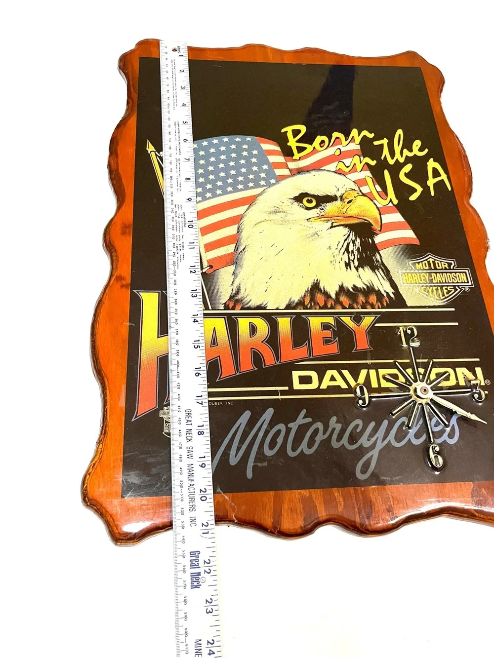 Harley-Davidson Black Dial Wall Plaque with Orange Scalloped Frame